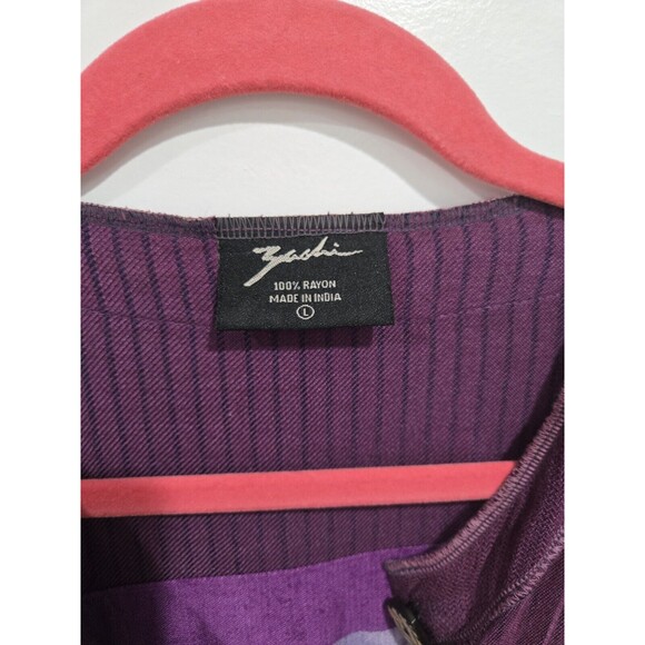 Zashi vintage Button up 100% rayon purple boho Wearable art panels‎ unique L - Picture 4 of 7